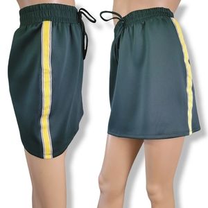 Toska Green & Yellow Side Stripe Retro Athletic Skirt